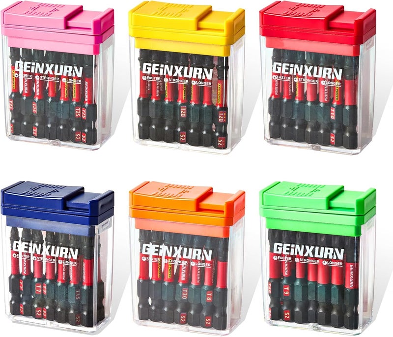 GEINXURN 90 Pieces Torx Impact Screwdriver Bits Set with Colorful Boxes, 2" Magnetic T7-T40 S2 Steel Multi Driver Bits with Box - Image 1